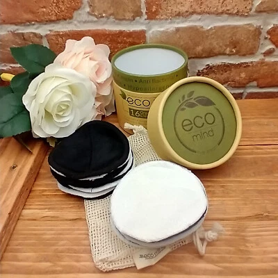 REUSABLE MAKEUP REMOVER PADS - 16 PADS BAMBOO COTTON/BAMBOO CHARCOAL ZERO WASTE