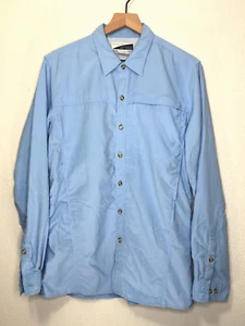 ExOfficio Insect Shield Medium M Blue Light Button Up Shirt Fisherman Outdoors - Picture 1 of 10