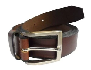 SOPHOS 35MM CHAMFORD EDGE BROWN LEATHER BELT WITH NICKLE BUCKLE,WAIST 32-56" - Picture 1 of 11