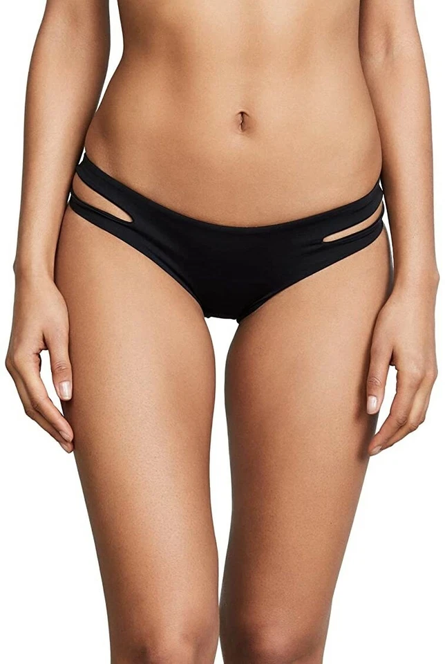 L*Space Estella Classic Fit Cut out Bikini Bottom Black 126753 Size Medium