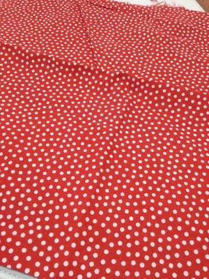 Red White Polka Dot Fabric 21" x 30" Snow Dot Cotton Quilt F43 - Image 1 of 2