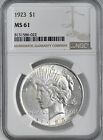 1923-P $1 PEACE SILVER DOLLAR MINT STATE  NGC MS61  #8131586-022 FRESHLY GRADED!