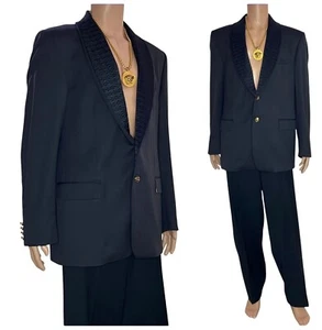 2002 F/W Gianni Versace Black Wool Suit 56 - 46 (3XL) - Picture 1 of 6