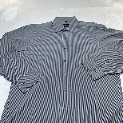 Donald J Trump Shirt Mens Large L Gray Black Striped Signature Collection - Image 1 of 4