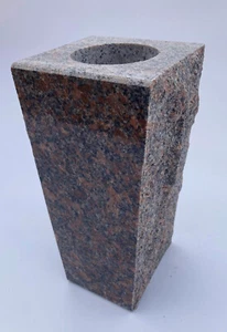 Granite Memorial Vase Tapered 4"x4"x9" Dakota Mahogany - Picture 1 of 6