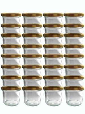 25 tumble jars 125ml gold jam jars preserving jars mason jar  - Image 1 of 3