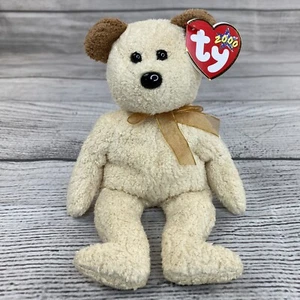 HUGGY Beanie Babies TY Pensionato 2000 Piccolo Peluche Crema Orsacchiotto Animale Giocattolo - Foto 1 di 12