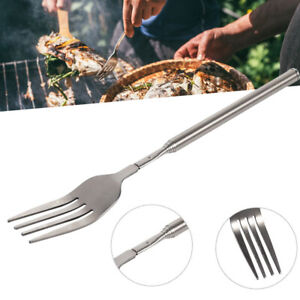 BBQ Fork Telescopic Extendable Dinner Fruit Dessert Forks with Long Handle Tools