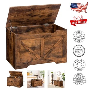 Versatile 220-Liter Retro Wooden Toy Chest with Easy Assembly & Safety Features - Picture 1 of 10