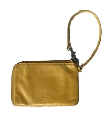 Mustard Yellow Leather Fossil Wristlet Wallet With Inside Pockets 6 1/2”x4 1/2” - Image 1 of 4
