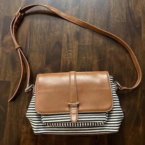 Antik Kraft Crossbody Bag Striped Canvas Flap Purse Everyday - Picture 1 of 6