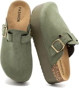 Sabot Donna Clogs Ciabatte Chiuse Con Comodo Pantofole in Pelle Scarpe Da Giardi - Foto 1 di 12