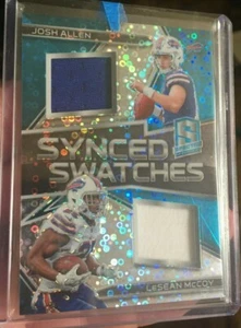JOSH ALLEN L. MCCOY🔥#d/75 NEON BLUE ROOKIE SYNCED SWATCHES📈2018 PANINI SPECTRA - Bild 1 von 8