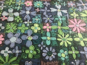 Vintage 1970s Tinkerbell Fabric Jonelle Cotton Pink, Green , Blue 55cm X 48cm - Picture 1 of 7