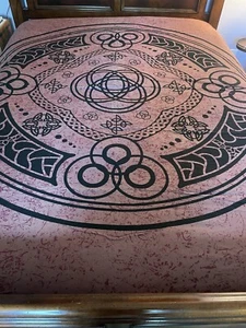 Copriletto da letto matrimoniale vernice Mauve stampa geometrica appeso a parete arazzo - Foto 1 di 3