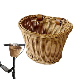 Bike Basket Wicker Woven Retro Bicycle Front Basket Handlebar Storage Basket - Picture 1 of 6