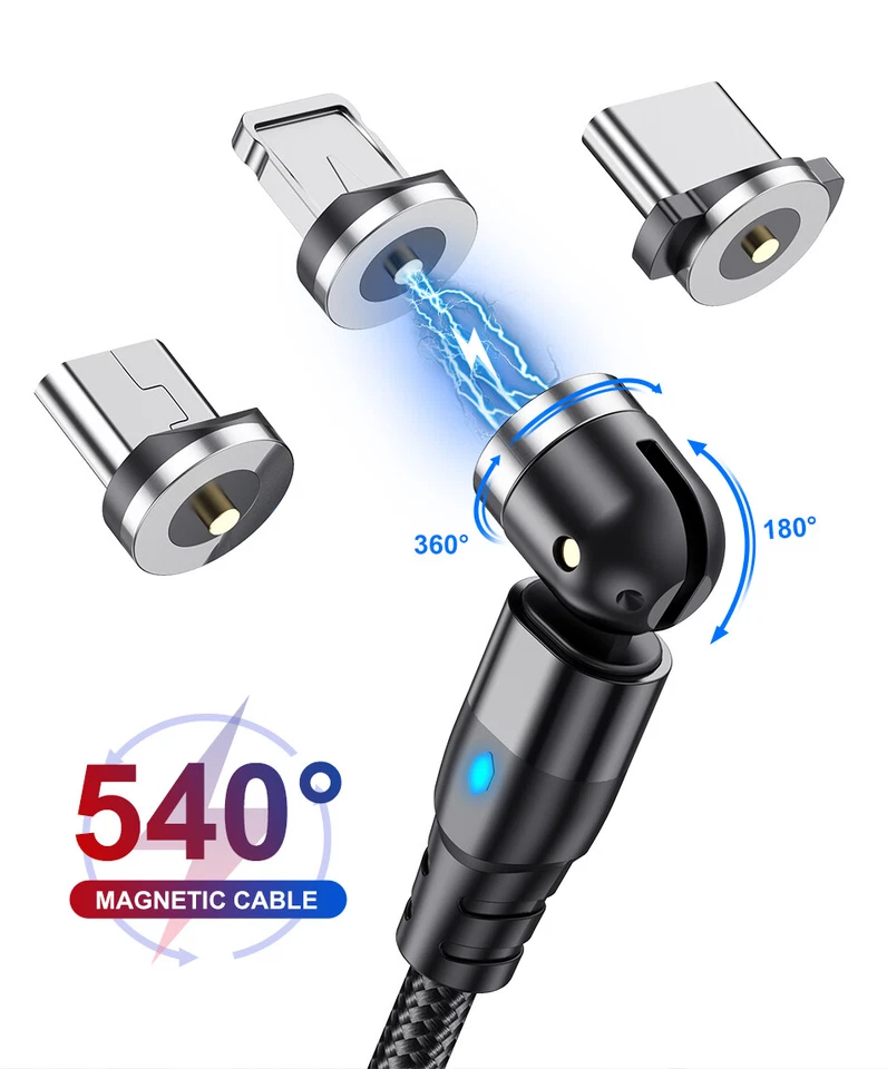 3 in 1 Magnet Ladekabel Universal Handy für iPhone Samsung Micro USB C Typ C LED - Bild 1 von 1