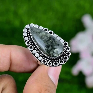 Natural Moss Agate Gemstone Ring 925Sterling Silver Valentine Handmade Ring - Picture 1 of 5