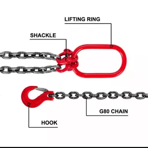 Chain Lifting Sling 5/16"x5' 2 Legs 3T/6600lbs Capacity w/ Grab Hooks - Picture 1 of 5