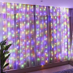10FT x 10FT 300LED Curtain Lights String Fairy Lamp 8 Modes Lighting Remote RGB - Picture 1 of 19