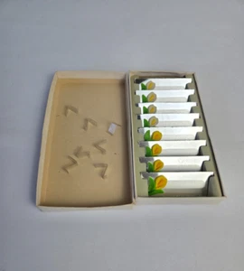 8er Set Vintage Spiegelglas Tischkarten mit 7 Halter Filz Blumen, Originalkarton - Bild 1 von 11