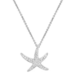 Brillo junto al mar: collar estrella de mar moissanita de 0,17 quilates enchapado en oro blanco 925 de 14 k - Imagen 1 de 6