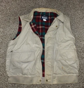 Gilet reversibile vintage Woolrich uomo grande bufalo-plaid beige cerniera a quadri - Foto 1 di 15
