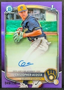 Cristopher Acosta Auto 49/250 2025 Bowman Chrome 1st Purple Refractor #CPA-CAC - Bild 1 von 2
