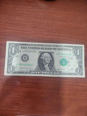 1988 A Fancy Serial Number $1 One Dollar - H53080226A - Image 1 of 4