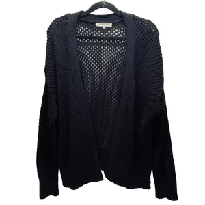 Maglione Madison + Hudson donna XL nero maglia a rete aperto davanti media lunghezza top - Foto 1 di 15