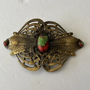 Vintage Jugendstil Jugendglas Bronze Gürtelschnalle - Bild 1 von 9