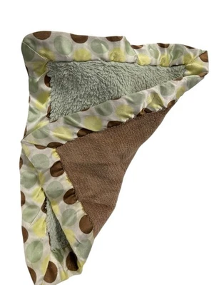 Blankets Beyond Mini Lovey Plush Green Brown Satin Edge Dot Security Polka - Image 1 of 4