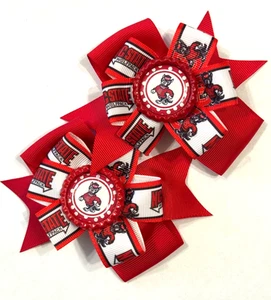 Beautiful North Carolina Wolfpack Inspired pigtail hairbows for girls. - Picture 1 of 3