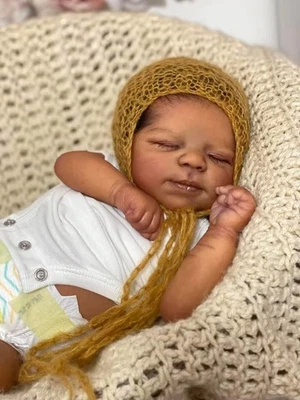 Bonecas bebês renascidas pretas silicone corpo inteiro afro-americanas 18 polegadas realistas novas - Imagem 1 de 4