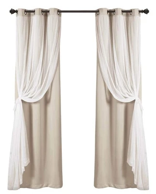 Cortinas de ojal transparente con forro opaco aislante, paneles de cortina de ventana,... Foto 1 de 4