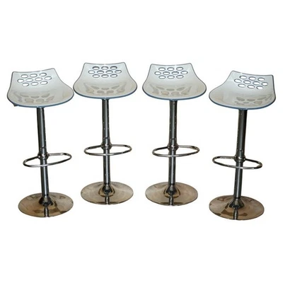 FOUR GAS LIFT HEIGHT ADJUSTABLE CALLIGARIS JAM SWIVEL KITCHEN ISLAND BAR STOOLS - Image 1 of 4