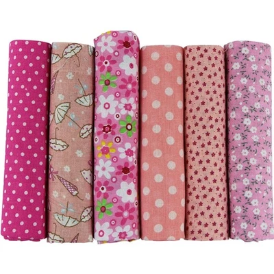 Stoffpaket Baumwollstoff Patchwork, Nähen, Quilten, Baumwolle, Rosa, 6 Stück - Bild 1 von 4