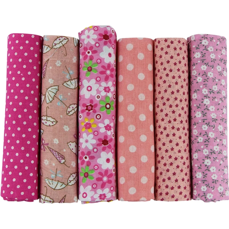 Stoffpaket Baumwollstoff Patchwork, Nähen, Quilten, Baumwolle, Rosa, 6 Stück - Bild 1 von 4