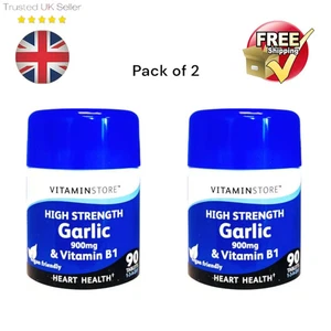 Garlic with Vitamin B1 (Thiamine) - 2x90 -180 Tablets - Allicin - Heart health - Picture 1 of 1