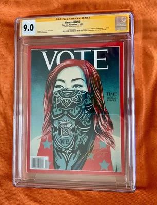Signed SHEPARD FAIREY CGC Time Magazine Nov 2020 VOTE art OBEY GIANT original 1 - Image 1 of 4
