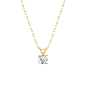 Collana Ciondolo Diamante Creato 1/2 Ct Asscher Lab Creata Asscher Lab Oro Giallo 18K F/VS - Foto 1 di 3