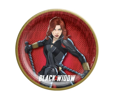 Platos de postre Marvel Avengers Black Widow ~ (8ct) suministros de fiesta de cumpleaños para niños Foto 1 de 4