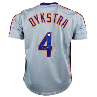 Camiseta de béisbol gris firmada por Lenny Dykstra de Nueva York (JSA) Foto 1 de 3