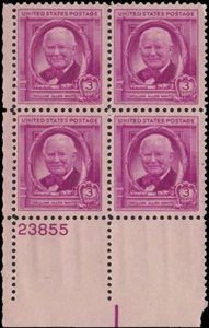 Scott # 960-US Plate Block Of 4-William A White 3c Bright Red Violet -*MNH*-1948 - Picture 1 of 1