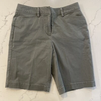 Pantalones Cortos Lands End Para Mujer Talla 2 Gris Verde Oliva Algodón Informales Tiro Medio Bolsillos Foto 1 de 4