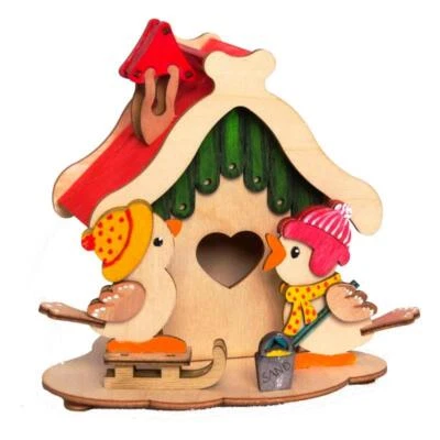 DRECHSLEREI KUHNERT Bastelset Räucherhaus Vögel Hobaku Holz zum Zusammenbauen Wichtel