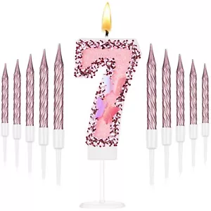 2.75" Large Pink Glitter Happy Birthday Candles Girls Number Candles For Birthda - Picture 1 of 6
