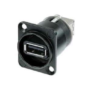 1x USB A/B Gender Changer/Pass Through - Panel Mount - Black - Neutrik NAUSB-W-B - Picture 1 of 6
