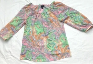 Chaps Paisley Top Size S Ladies Green Pink - Picture 1 of 2