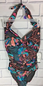 Time and Tru Costume da Bagno Donna One PC con Reggiseno Nero Floreale Piccolo 4-6 Nuovo con etichette (M67) - Foto 1 di 7